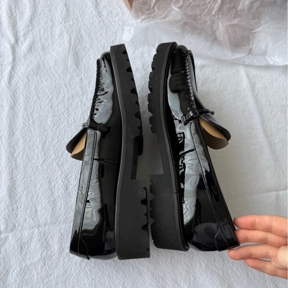 NWT Franco Sarto Senna Lug Sole Loafer Black Patent Leather Size 10 - Picture 5 of 15